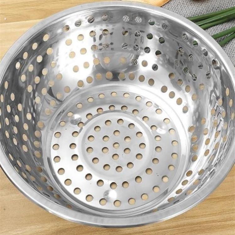 加厚04食品级不锈钢盆商用洗菜漏盆特大号漏盆大孔滤水盆沥水盆