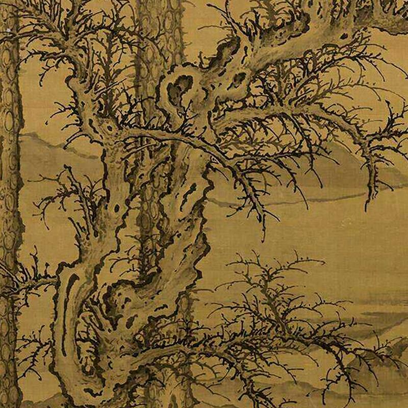 北宋李成寒林平野图微喷打印复制国画山水画临摹欣赏装饰卷轴挂画