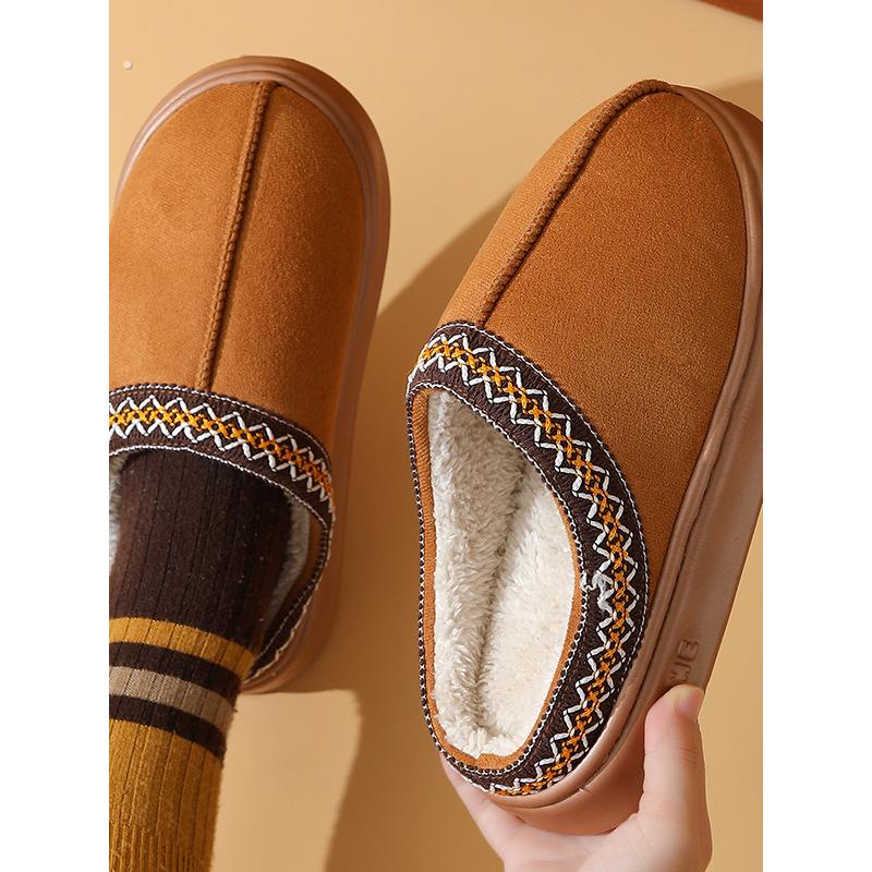 麂皮绒棉拖鞋女秋冬2025新款加厚底毛绒保暖外穿防滑居家室内棉拖