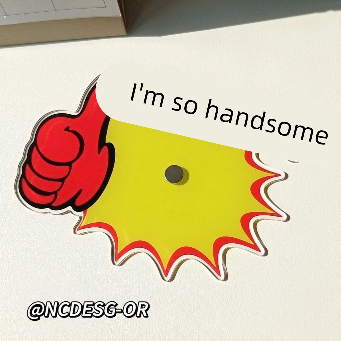 我推帅炸瞭吧唧托谷美拍照道具亚克力桌摆件胸章装饰徽章展示