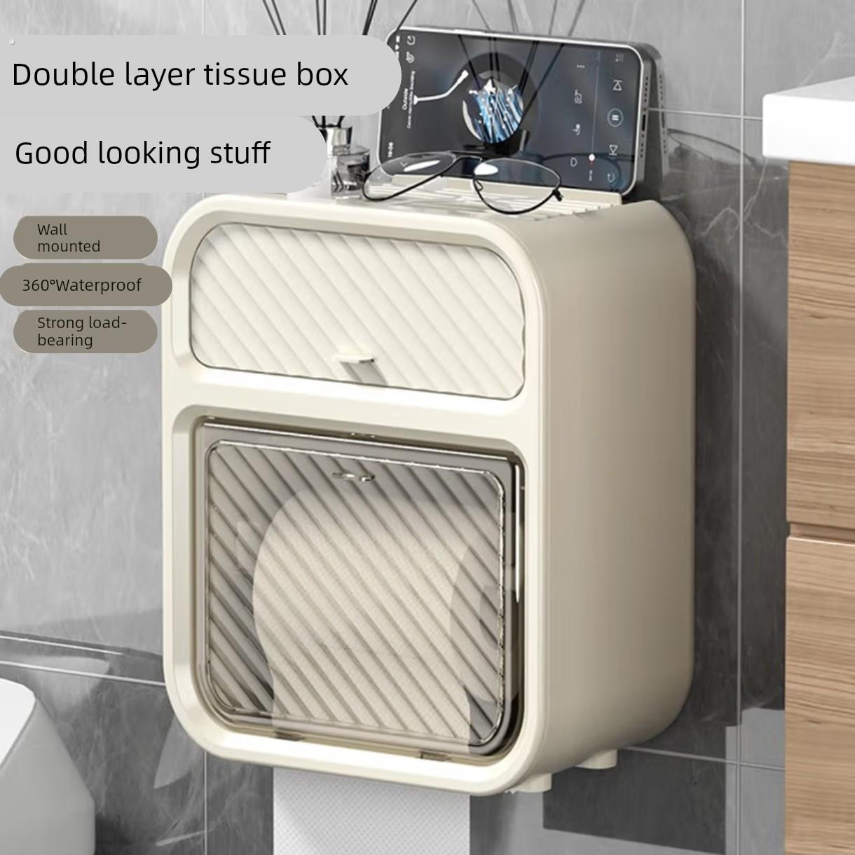 卫生间纸巾盒免打孔防水厕纸盒抽纸盒厕所卫生纸卷纸置物架壁挂式