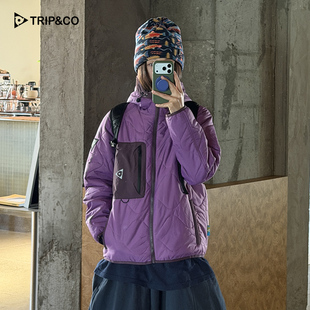 TRIP&CO2025新款男女同款复古休闲舒适通勤3M夹棉撞色棉服外套