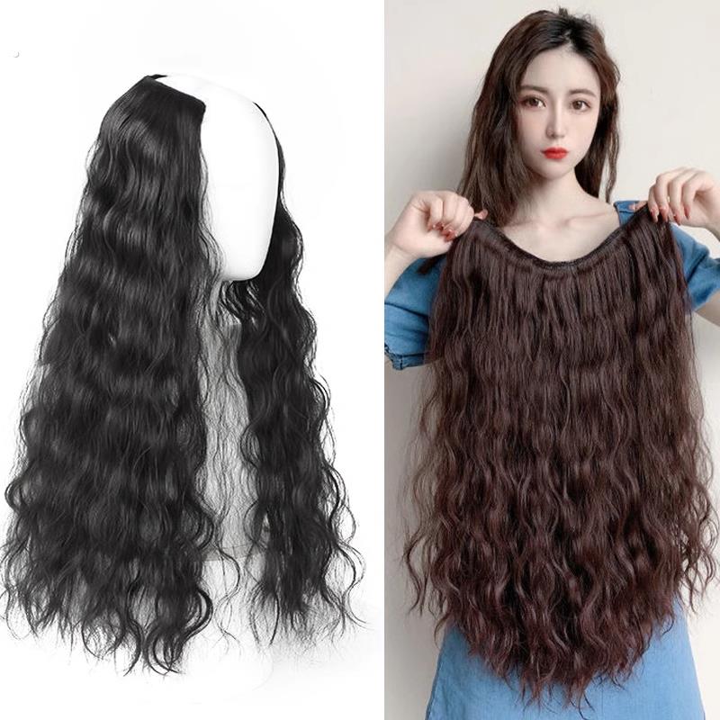 全真发羊毛卷假发女U型长卷发网红泡面羊毛卷半头套大波浪长发自