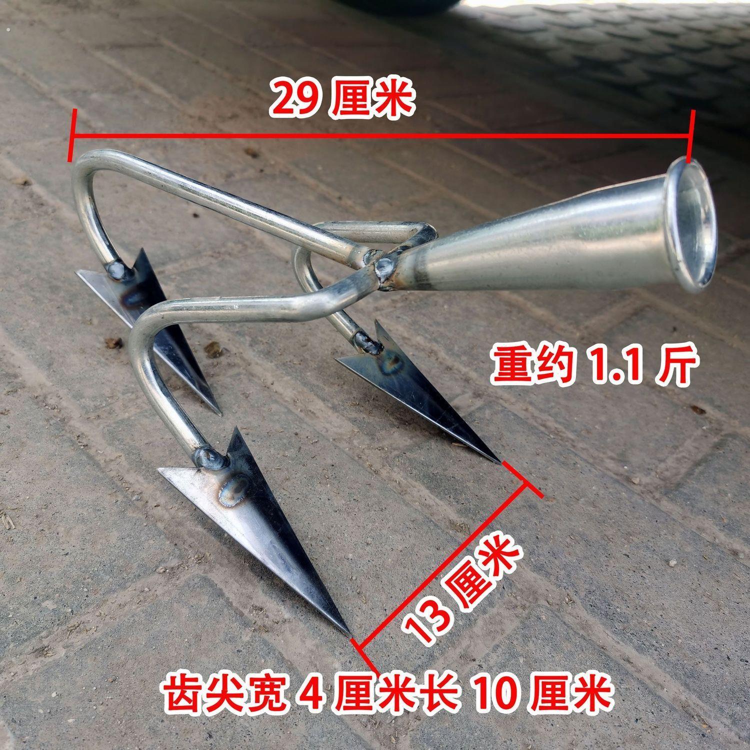 加厚松土神器翻地农用三齿耙子三角形锄头新款除草挠地耙子鸡爪