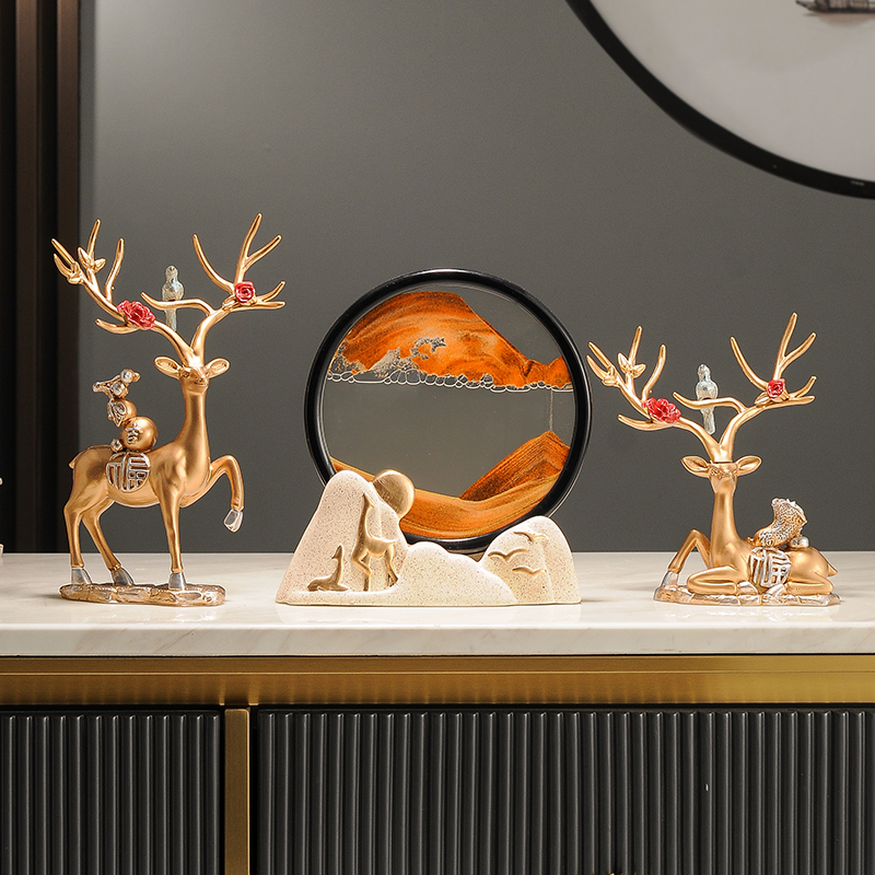 流沙画沙漏摆件高档轻奢创意客厅酒柜家居装饰品办公室桌乔迁礼物