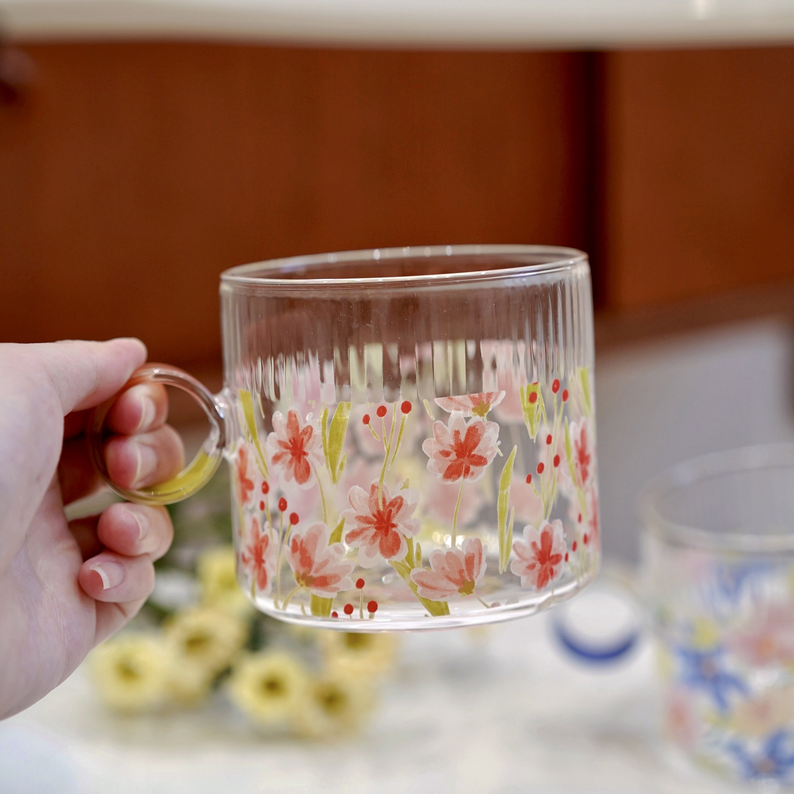Endless stars 夏季花朵清新玻璃水杯情侣对杯果汁杯牛奶杯耐热