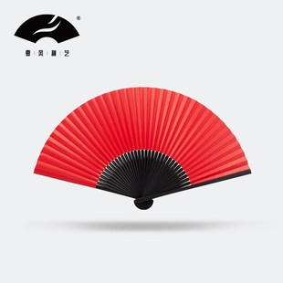 夏风秋艺中国风复古风嫣红素白镂空宣纸扇子日用便携汉服舞蹈折扇