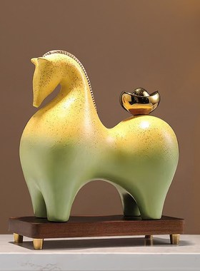 创意陶瓷马新中式客厅玄关博古架马上有钱装饰品店铺开业