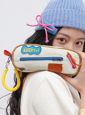 若素良品0小可爱撞色大容量生笔袋多功能双层文具收纳包