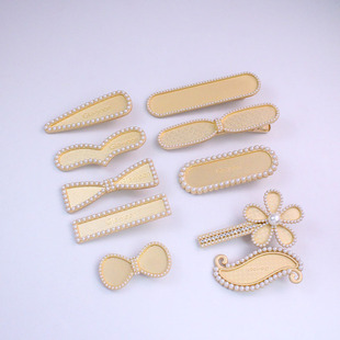 纤纤非遗宋锦边夹diy发夹布艺底胚手作空托镶钻鸭嘴夹发饰配件