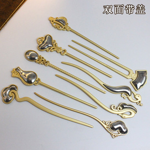 纤纤手工diy长款发簪底托  宋锦蓝染螺钿刺绣底胚新中式饰品配件