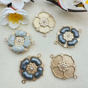 纤纤宋锦DIY宝相花挂件双面带盖中式压襟可挂流苏吊坠底胚-特价