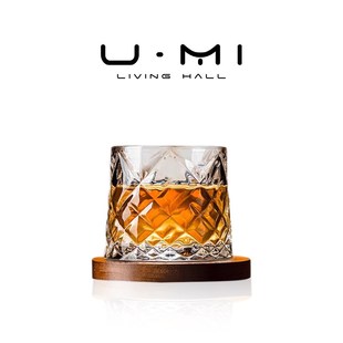 酒具创意威士忌酒杯水晶杯不倒翁家用带托盘 LIVING·解压