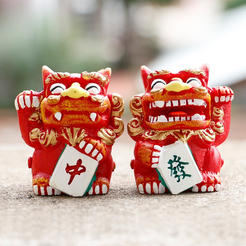 狮三百新麻将 家居客厅装饰品招财小狮子摆件创意桌面办公室摆设