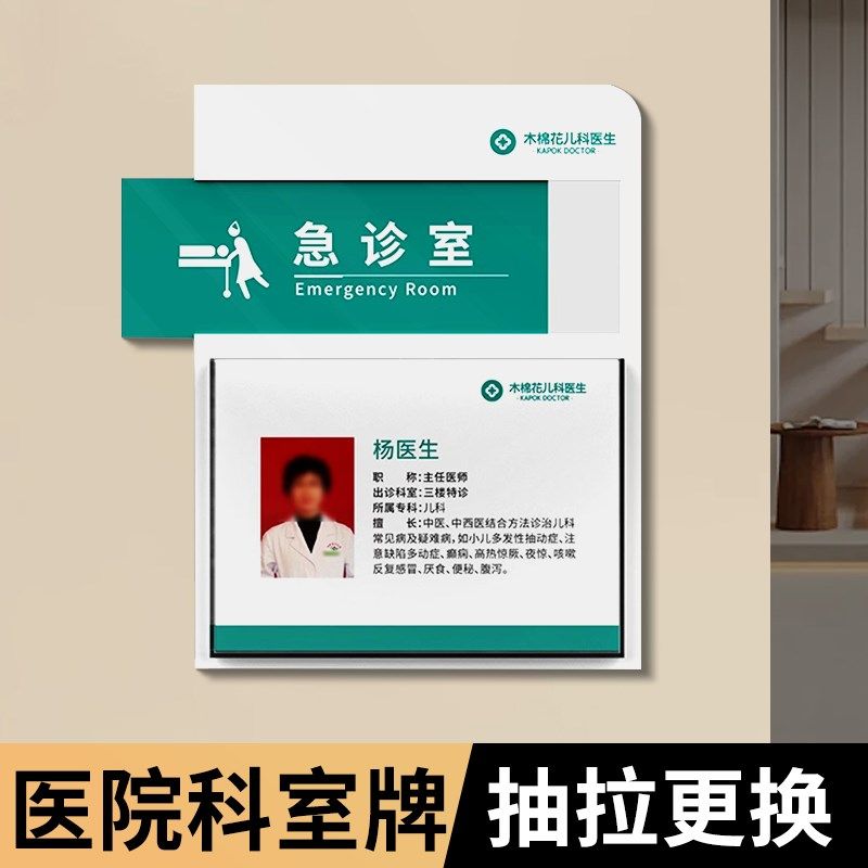 医院急诊室门牌可更换式科室牌标识牌专家诊室医生室口腔诊所牌护