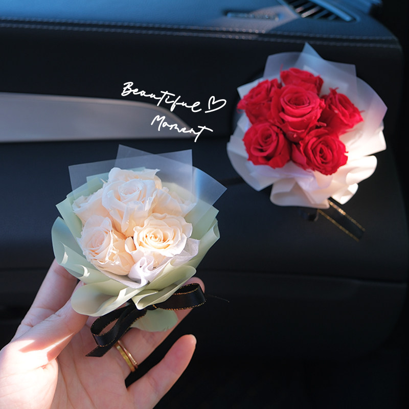 永生花玫瑰车载香薰出风口香干花花束品新车女