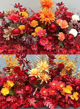 新款定制仿真地排花点花盆花婚庆装饰路引花干花紫色档排花