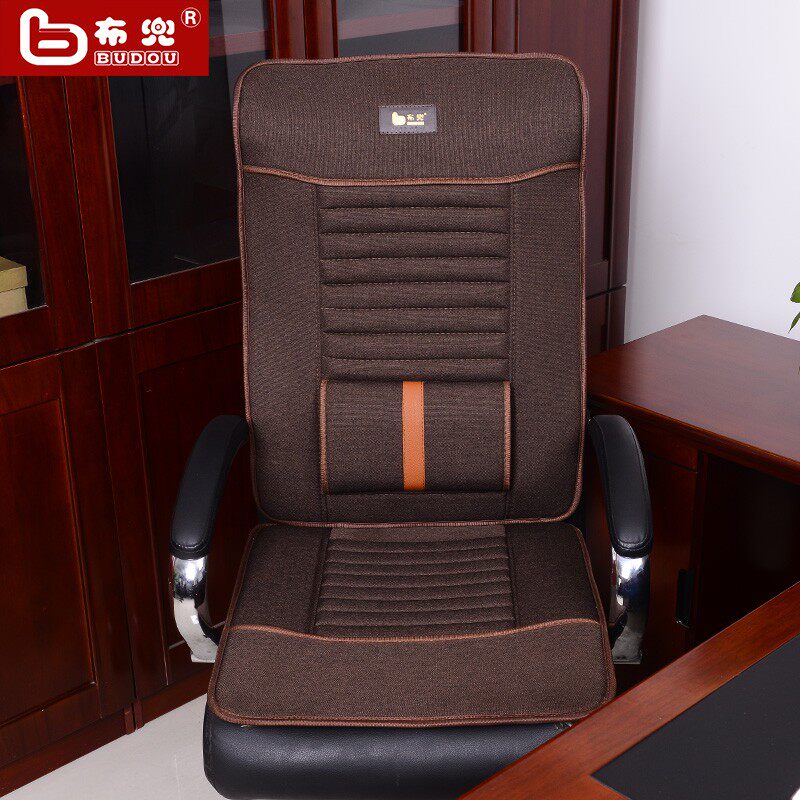 布兜亚麻椅垫中药保健四季坐垫老板椅连靠背椅垫椅子坐垫