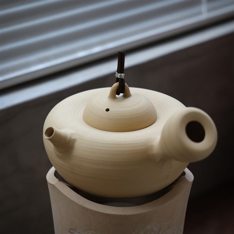 梓训手工手拉砂铫 白泥烧陶壶面包 贝果壶潮汕工夫茶炭炉煮茶