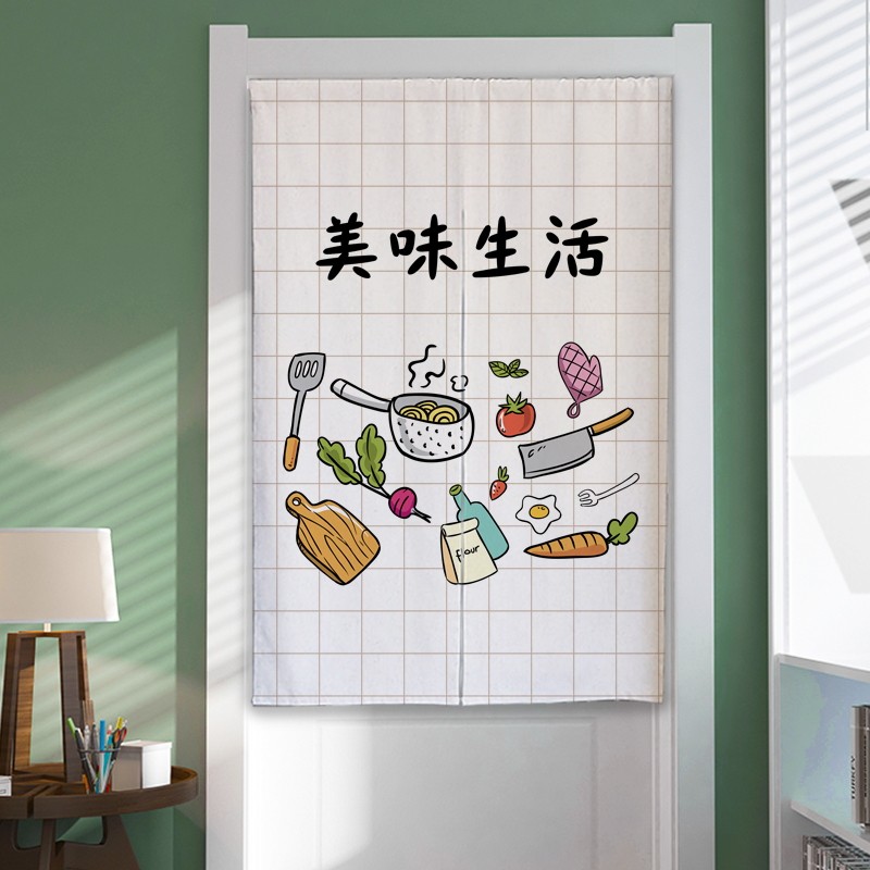 定布艺门帘帘挡风厨房油烟遮挡帘挂帘布帘半帘