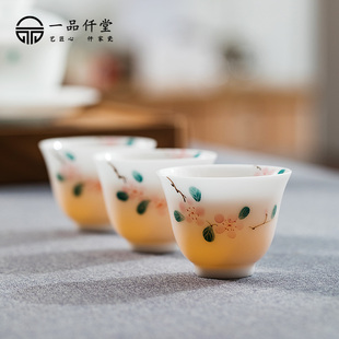 一品仟堂冰种玉瓷品茗杯家用陶瓷茶具主人杯茶杯白瓷单杯茶盏茶碗