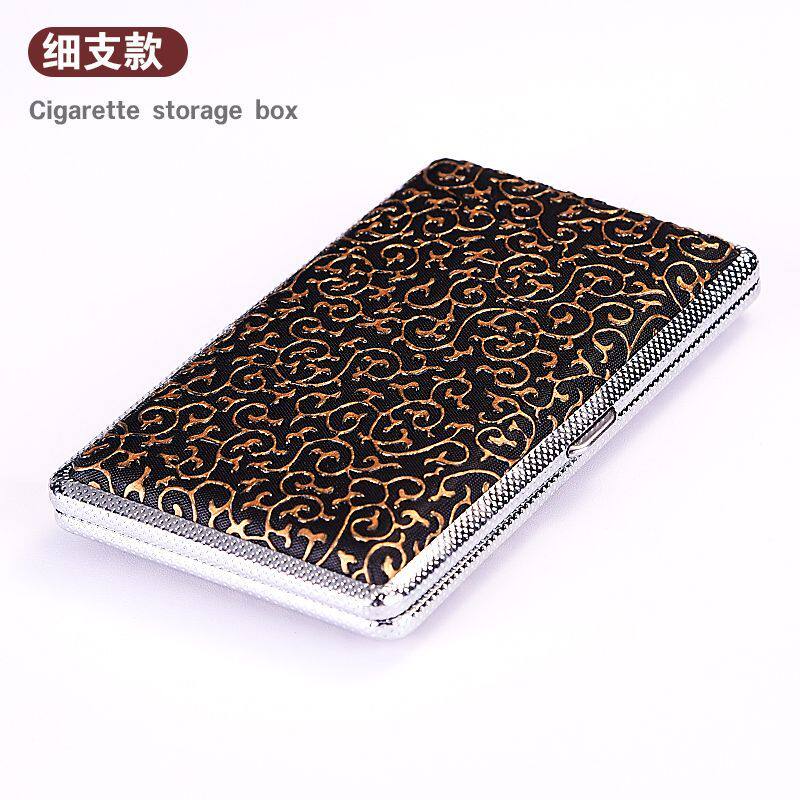 细支手卷皮质烟盒20支装超薄金属简约香菸便携香烟盒烟夹便携式