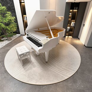 圈绒三角钢琴地毯转椅隔音吸音减震圆形F轻奢简约地垫琴行logo定