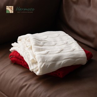 饰搭床尾巾 hermoso白色沙发毯毛毯办公室午睡毯子披肩空调盖V毯装