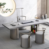 岩板茶桌椅组合室大板泡茶台高大气烧水壶一体茶具套装