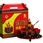 四川凉山西昌少数民族特色彩绘工艺品彝族实木手绘漆器中型酒具餐