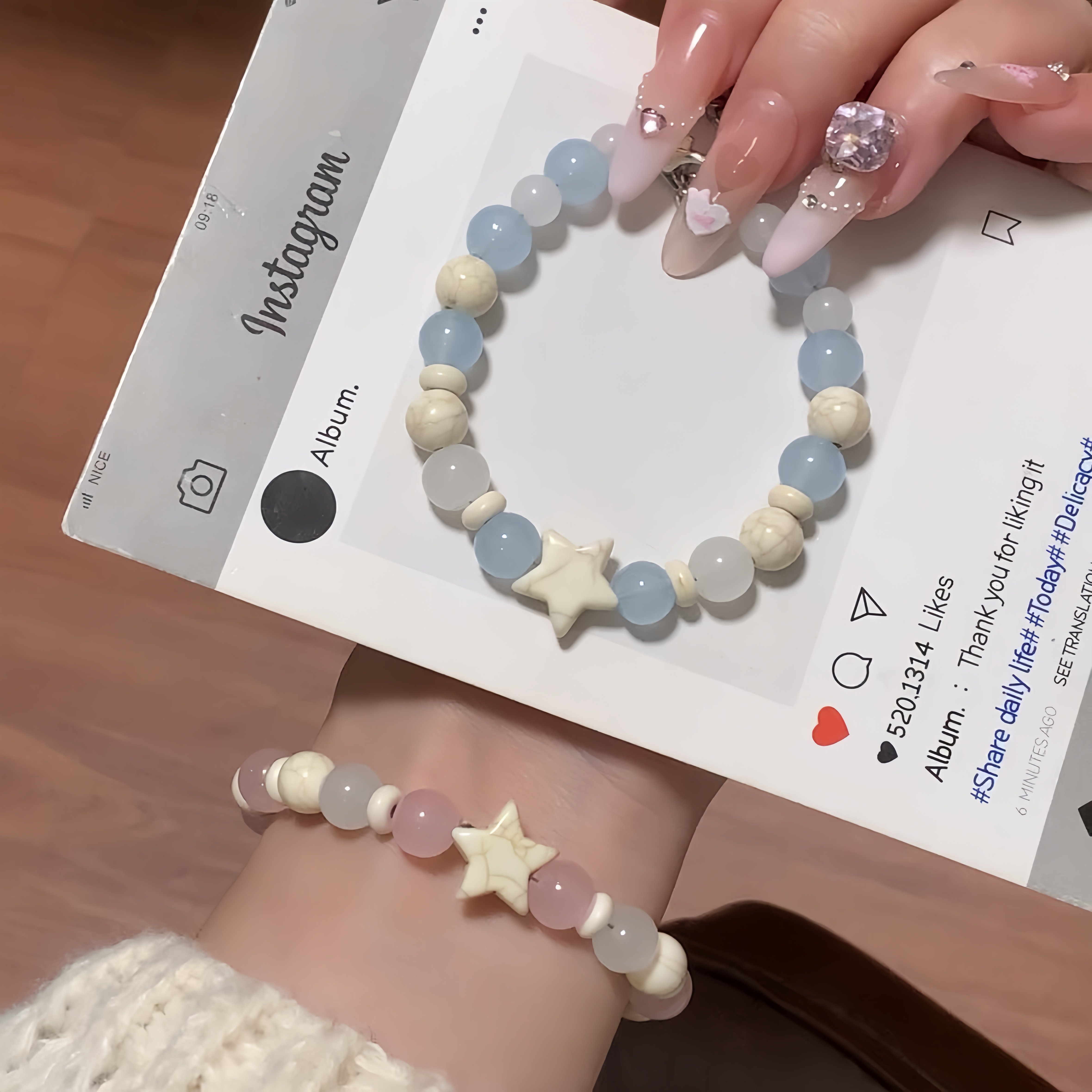 可爱星星手链ins风小清新串珠手串森系高颜值百搭情侣闺蜜手饰,饰品/流行首饰/时尚饰品新,手链,淘宝优惠券,粉丝福利购,淘宝优惠卷