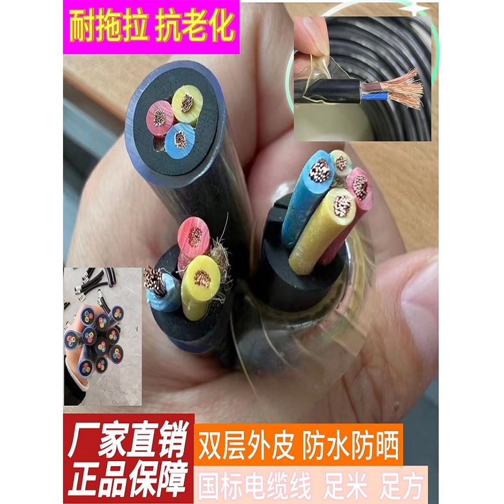 工地专用rvv电源线2/3芯2.5平方水平管套管电缆线防水防晒国标线