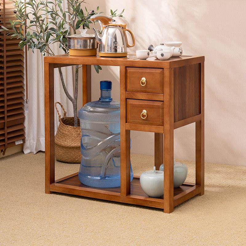 新中式茶水柜实木烧水壶一体餐边几柜客厅茶水台置物架侧边烧水柜