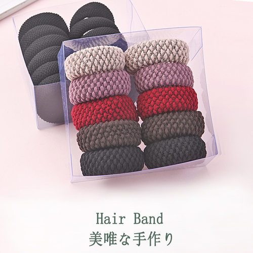 加粗高弹力毛巾圈女简约百搭发绳盘发丸子头皮套头饰头绳皮筋女