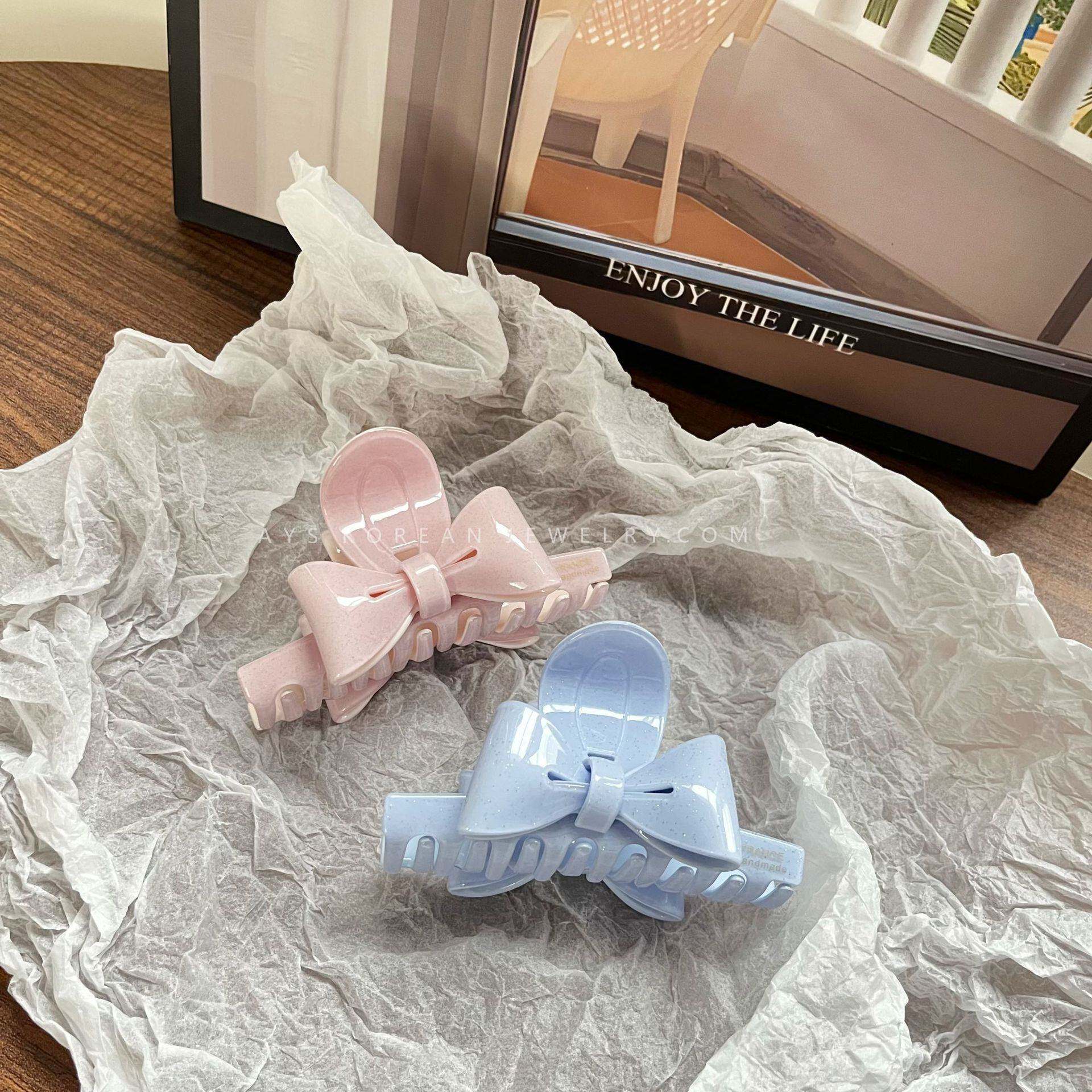 韩版醋酸蝴蝶结抓夹甜美发夹盘发夹子鲨鱼夹发抓轻奢高级感女发饰