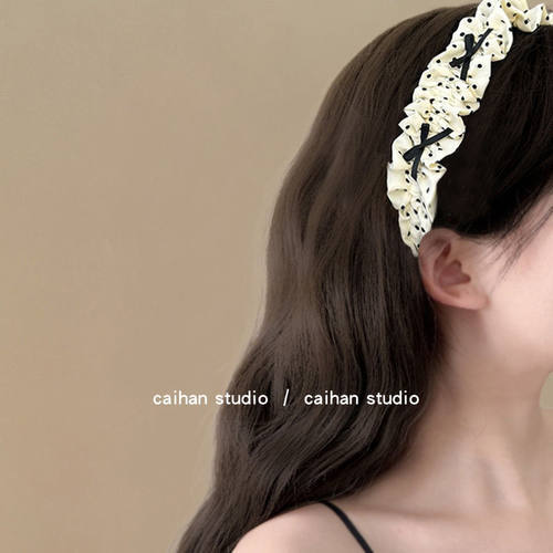 矜贵千金!波点蝴蝶结褶皱发箍!甜美感头箍女2025新款发卡