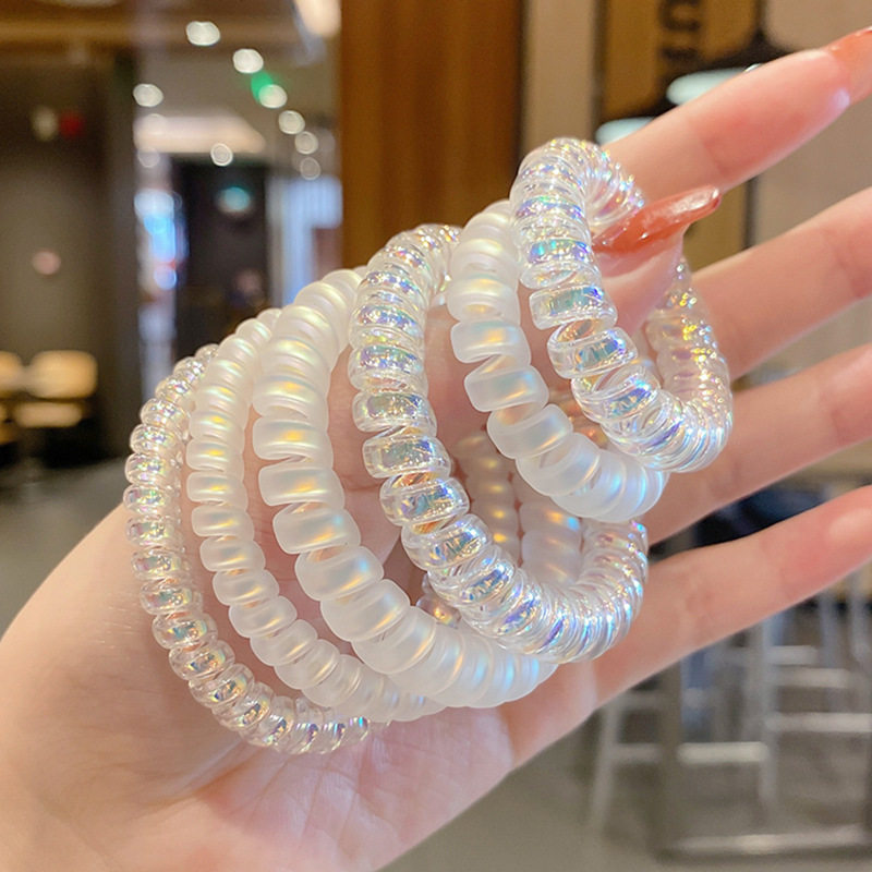 透明电话线发圈高弹力耐用不伤发网红简约发绳扎头橡皮筋小头绳女