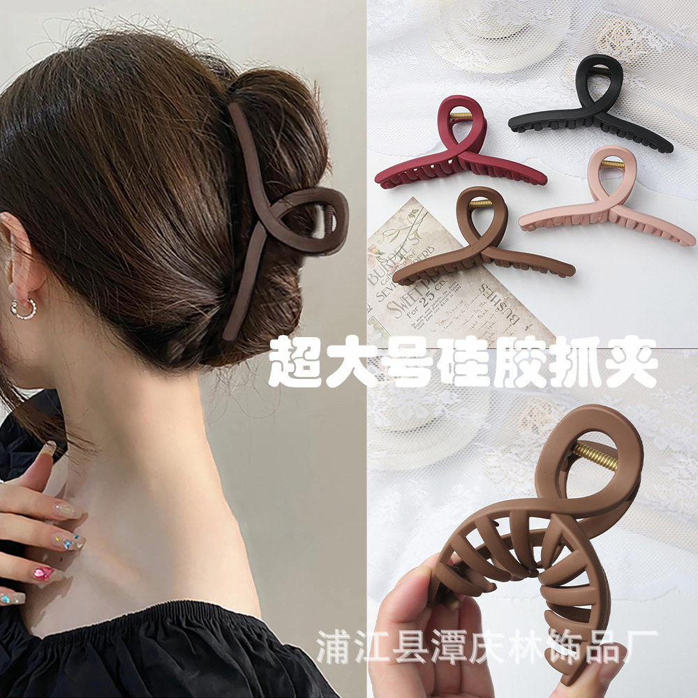 新款防摔硅胶几何鲨鱼夹发卡可揉捏后脑勺大号抓夹2025新款发饰女
