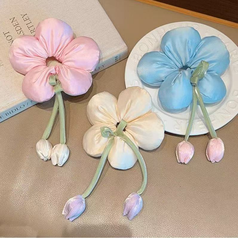 儿童郁金香花朵大肠发圈后脑勺低马尾头饰女童公主高级发饰