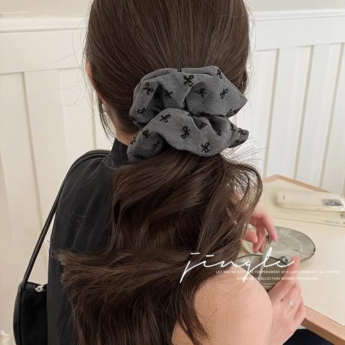 气质蝴蝶结波点真丝大肠发圈女扎马尾发绳高弹力耐用皮筋头绳发饰