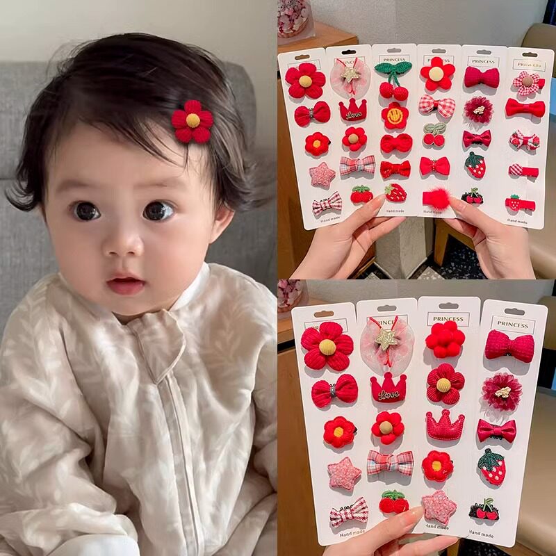 新年女宝宝发夹汗毛夹婴儿头饰儿童不伤发胎毛发卡过年发饰