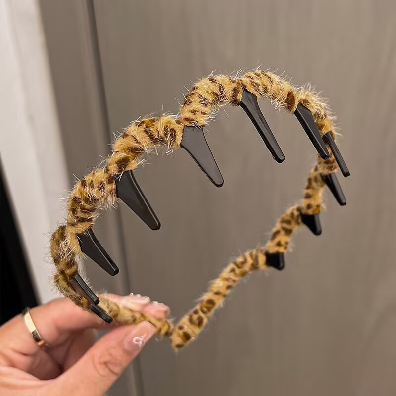 韩版豹纹简单发箍女蓬松高颅顶洗脸压发头箍高级感发饰秋冬发卡