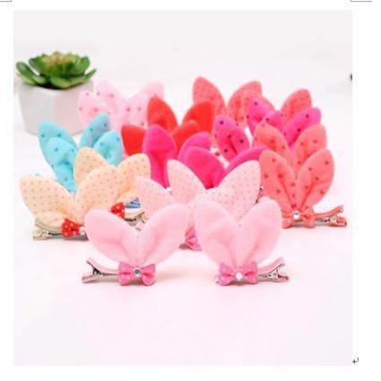 F103 儿童发夹发饰品宝宝发卡镶钻兔耳朵蝴蝶结女童发夹