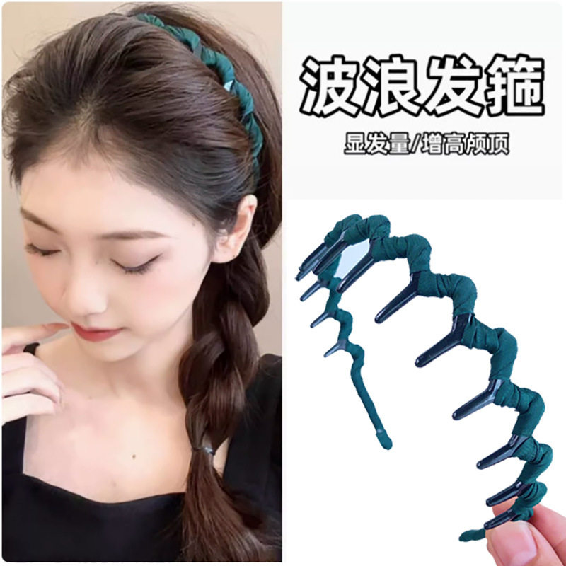 蓬松布艺缠绕带齿发箍女发饰品头饰波浪头箍小饰品发捆