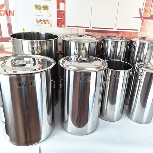 SC珍珠奶茶桶不锈钢桶长奶筒白钢汤桶带盖加厚20/22/25cm高45cm60