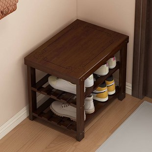 鞋架门口简易非实木鞋柜坐凳一体换鞋凳楠竹多层收纳架子新款