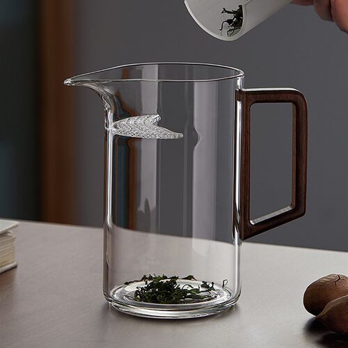 玻璃泡茶壶绿茶泡茶器月牙过滤一体公杯耐热分茶器公道杯