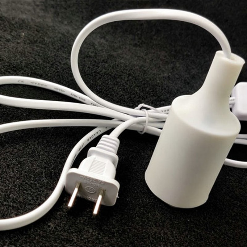 黑白骑士款开关悬挂带线灯头E27螺口灯座线上二扁插2米电源线吊灯