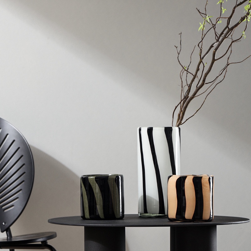 复古波点花瓶条纹烛台香薰蜡烛家用高级感客厅软装氛围感中古摆件