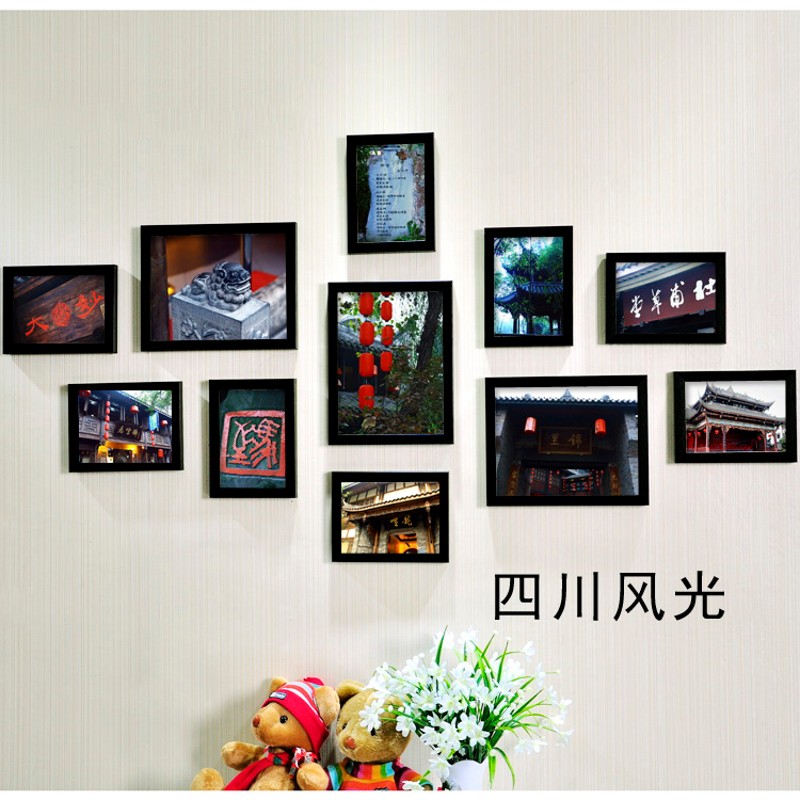 复古四川火锅店餐馆饭店装饰画宽窄巷子有框老照片墙重庆小面挂画图片